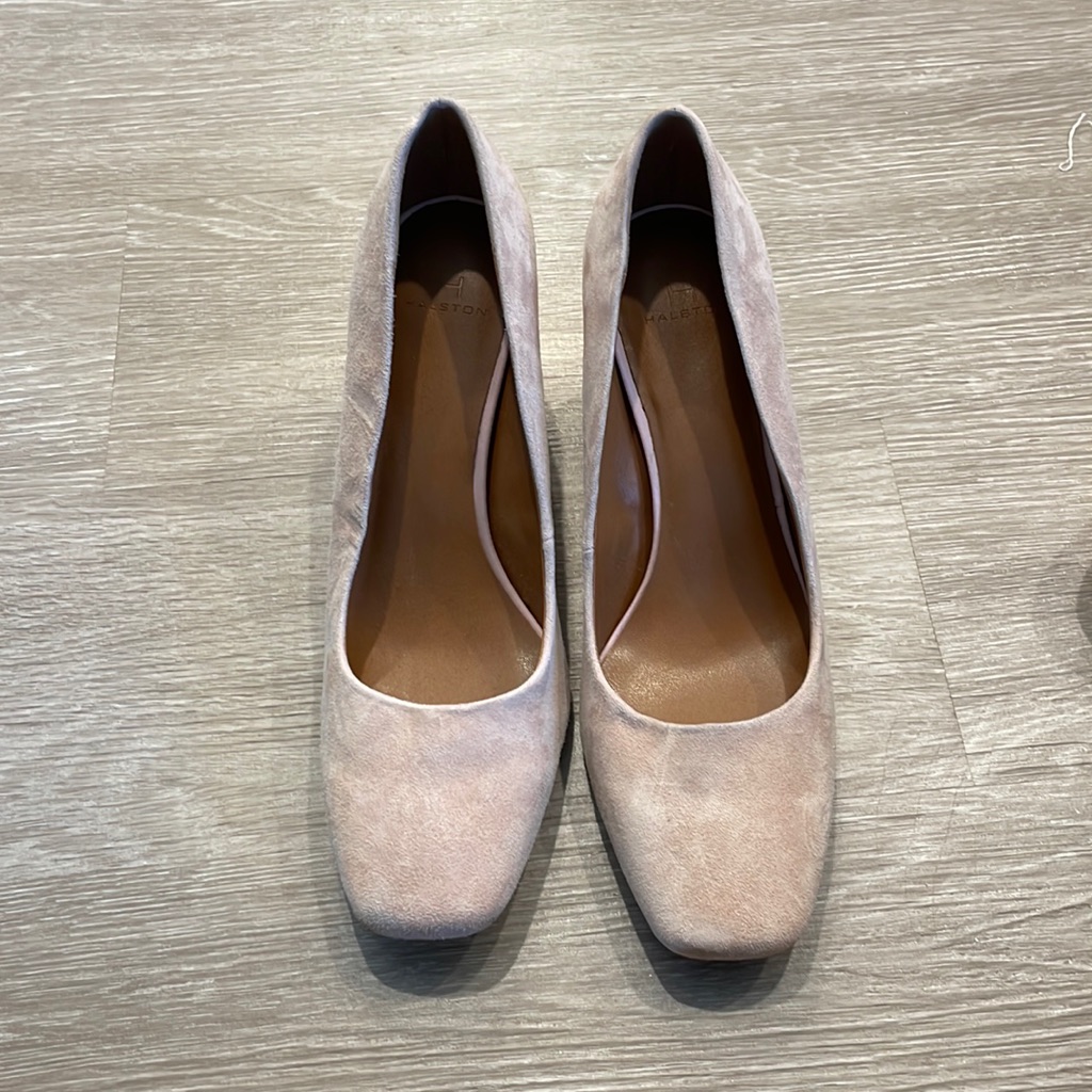 Halston Heels. Discoloration On Back Edge Of L Shoe. The Color Is More Pink